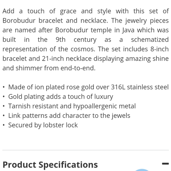 Borobudur Rose Gold Stainless Steel Jewelry Set - Picture 6 of 6